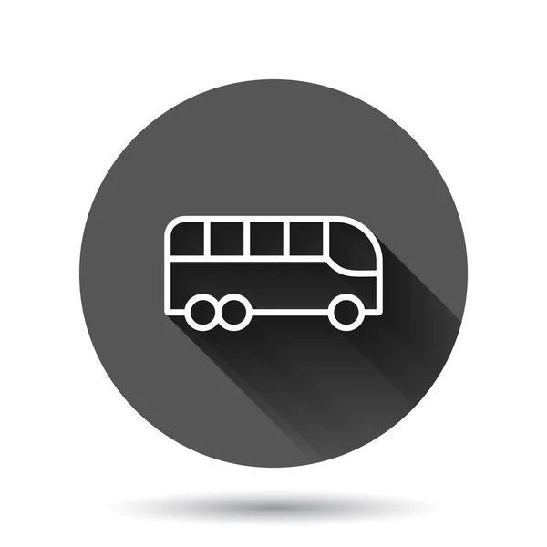 Buszikon Lapos Stílusban Coach Vektor Illusztráció Fekete Kerek Háttér Hosszú — Stock Vector