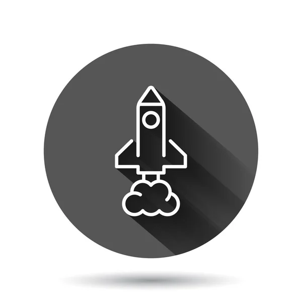 Rocket Icon Flat Style Spaceship Launch Vector Illustration Black Background — Stock Vector