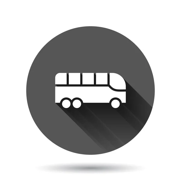 Εικονίδιο Λεωφορείου Επίπεδη Στυλ Προπονητής Διανυσματική Απεικόνιση Μαύρο Στρογγυλό Φόντο — Διανυσματικό Αρχείο
