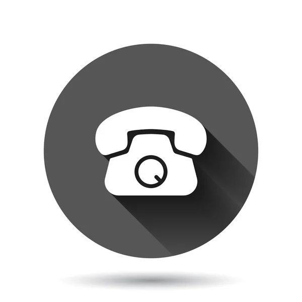 Handy Ikone Flachen Stil Telefongespräch Vektor Illustration Auf Schwarzem Rundem — Stockvektor