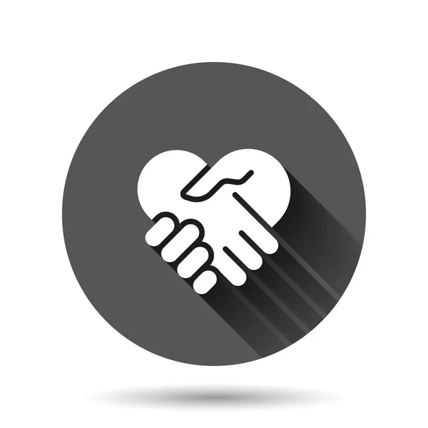 Handshake Icon Flat Style Partnership Deal Vector Illustration Black Background — Stock Vector
