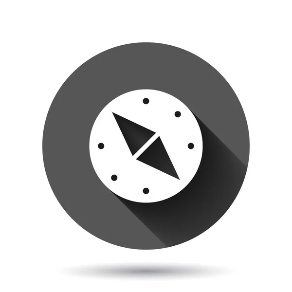 Kompas Ikony Plochém Stylu Vektorová Ilustrace Navigačního Zařízení Černém Kulatém — Stockový vektor