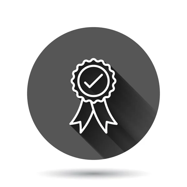 스타일로 아이콘을 Rosette Award Vector Illustration Black Background Long Shadow — 스톡 벡터