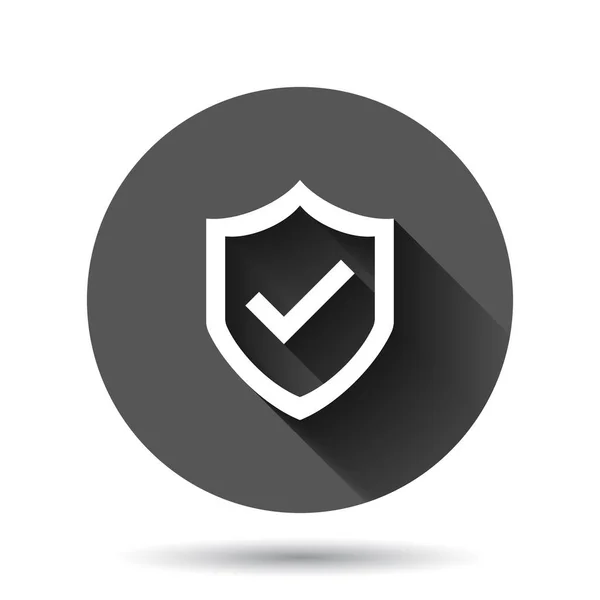 Shield Check Mark Icon Flat Style Protect Vector Illustration Black — Stock Vector