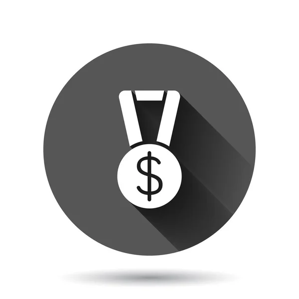 Medaille Met Dollarpictogram Platte Stijl Geld Award Trofee Vector Illustratie — Stockvector