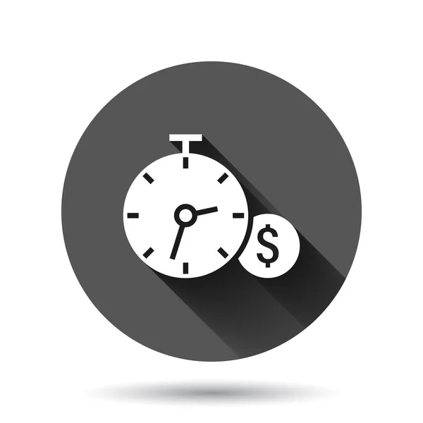 Tiempo Icono Del Dinero Estilo Plano Reloj Con Ilustración Vector — Archivo Imágenes Vectoriales