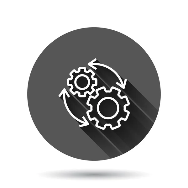 Workflow Icoon Platte Stijl Gear Effectieve Vector Illustratie Zwarte Ronde — Stockvector
