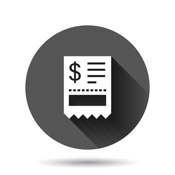 Money Check Icon Flat Style Checkbook Vector Illustration Black Background — Stock Vector