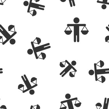 Etik denge simgesi düz stilde. İzole edilmiş arka planda dürüstlük vektör çizimi. Kararsız şablon arka plan iş kavramı.