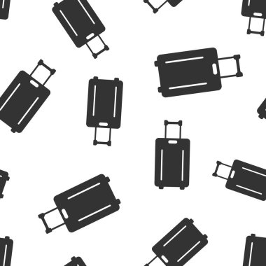 Seyahat çantası ikonu düz stil. Beyaz izole edilmiş arka planda bavul vektör çizimi. Bagajsız şablon iş kavramı.