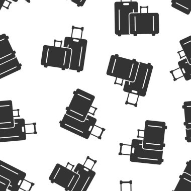 Seyahat çantası ikonu düz stil. Beyaz izole edilmiş arka planda bavul vektör çizimi. Bagajsız şablon iş kavramı.