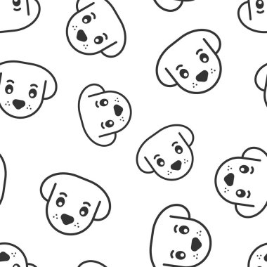 Düz stil köpek kafası ikonu. Beyaz izole edilmiş arka planda sevimli bir hayvan vektör çizimi. Hayvani desensiz iş konsepti.