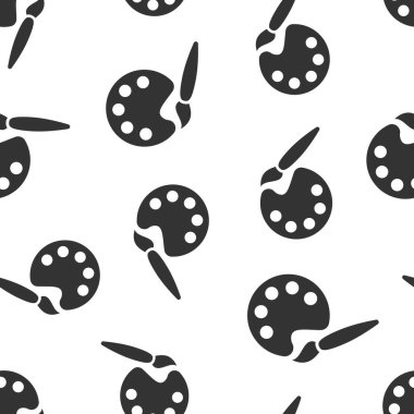 Düz biçimde boya fırçası simgesi. Beyaz izole arkaplanda palet vektör çizimi. Boyacı enstrümansız desenli iş konsepti.