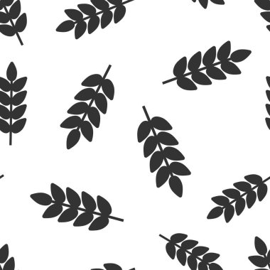 Düz stil buğday ikonu. Beyaz izole edilmiş arka planda arpa vektör çizimi. Kök sapsız şablon iş konseptini hasat et.