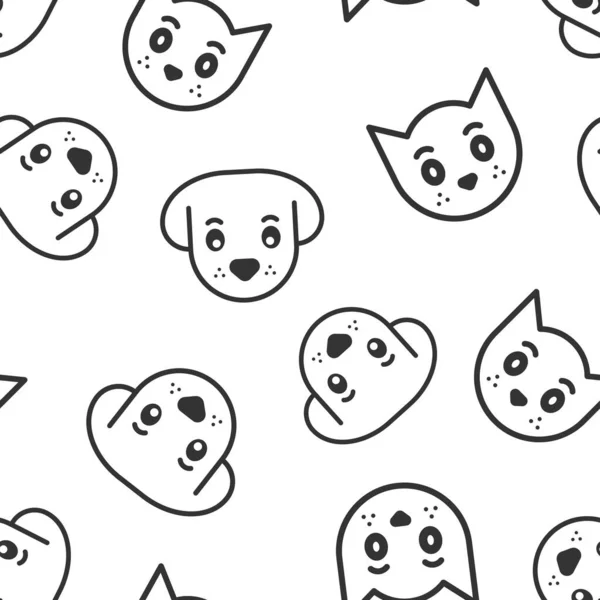 Icono Perro Gato Estilo Plano Ilustración Vectores Cabeza Animal Sobre — Vector de stock