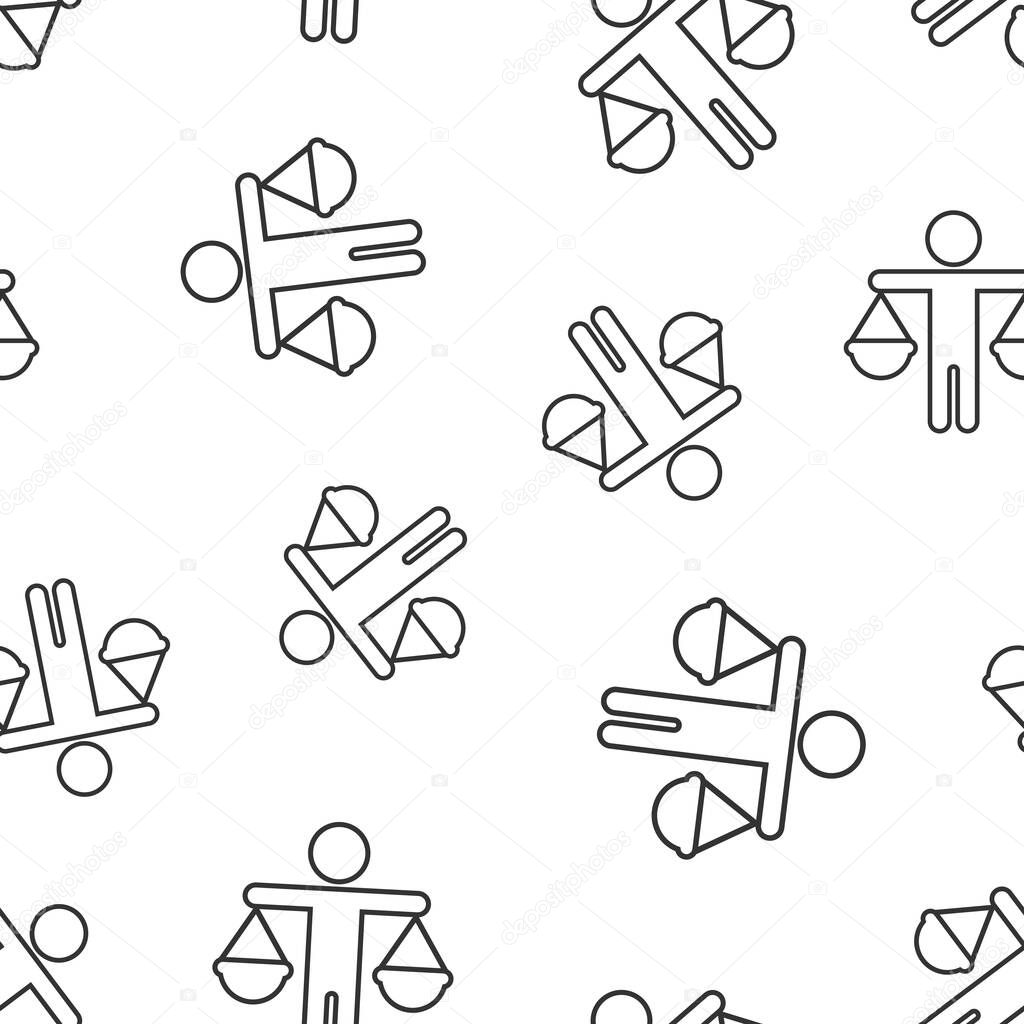 Ethic balance icon in flat style. Honesty vector illustration on isolated background. Decision seamless pattern background business concept.