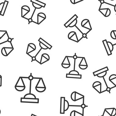 Denge simgesini düz bir şekilde ölçeklendir. Beyaz izole edilmiş arka planda Adalet vektör çizimi. Yargısız şablon iş kavramı.