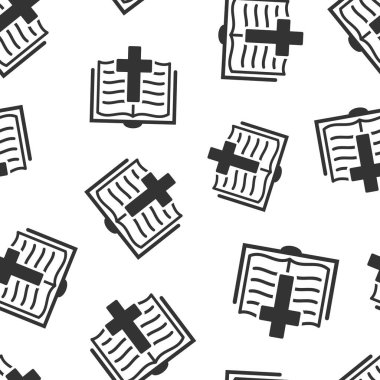 Düz stil İncil ikonu. Beyaz izole edilmiş arka planda kilise inancı temsilciliği. Spiritüellik kusursuz şablon iş konsepti.