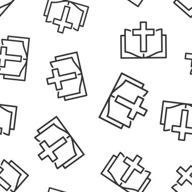 Düz stil İncil ikonu. Beyaz izole edilmiş arka planda kilise inancı temsilciliği. Spiritüellik kusursuz şablon iş konsepti.