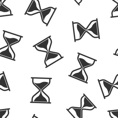 Düz bir kum saati simgesi. Beyaz izole edilmiş arka planda kum saati vektör çizimi. Saatsiz şablon iş konsepti.