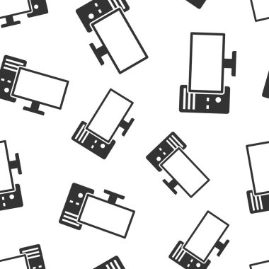 Bilgisayar simgesi düz stil. Beyaz izole edilmiş arkaplanda masaüstü vektör çizimi. Aygıt izleyici sorunsuz şablon iş konsepti.