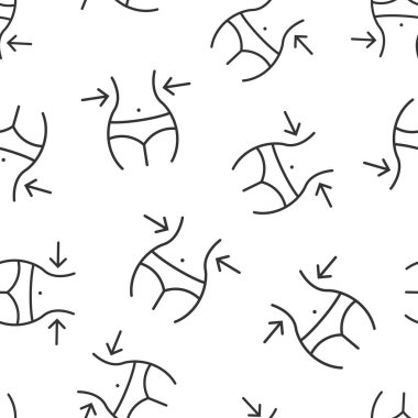 Düz stil kilo verme ikonu. Beyaz izole edilmiş arka planda karın vektör çizimi. Atletik bel kusursuz desenli iş konsepti.