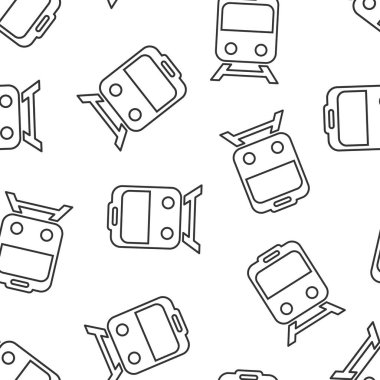 Metro ikonu düz stil. Beyaz izole edilmiş arka planda tren metro vektör çizimi. Demiryolu kargosunun pürüzsüz iş konsepti.