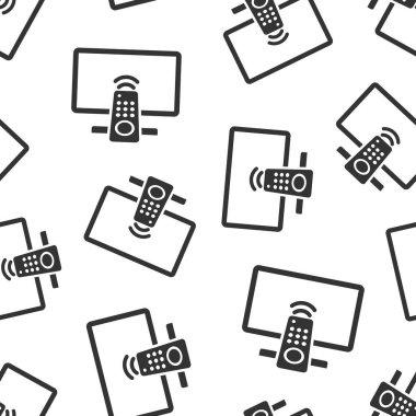 Uzaktan kumandalı televizyon simgesi. Beyaz izole edilmiş arka planda televizyon işareti vektör çizimi. Yayınlanan kusursuz şablon iş konsepti.