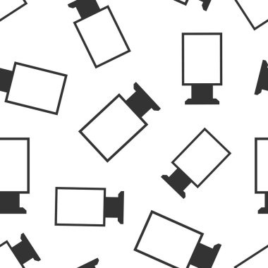 Düz stil ilan panosu simgesi. Beyaz izole edilmiş arka planda şehir ışığı vektör illüstrasyonunu göster. Pankart kusursuz desenli iş konsepti.