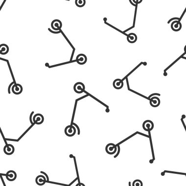 Düz stil elektrikli scooter ikonu. Beyaz izole edilmiş arka planda bisiklet vektör çizimi. Taşımacılık sorunsuz şablon iş konsepti.