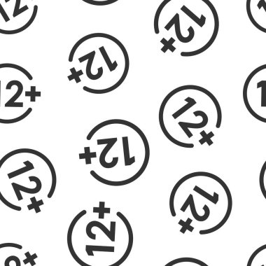 Düz stil olarak 12 artı ikon. Beyaz izole arkaplanda 12 + vektör çizimi. Sansürlenmiş kusursuz şablon iş konsepti.