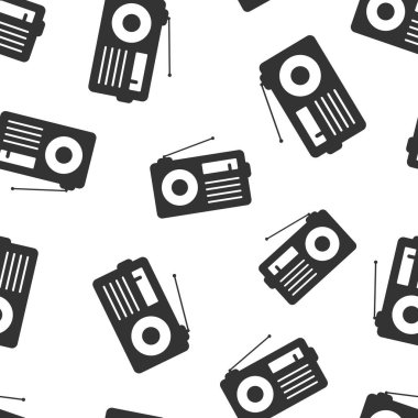 Radyo ikonu düz stil. Beyaz izole edilmiş arka planda Fm yayın vektör illüstrasyonu. Radiocast kusursuz şablon iş konsepti.