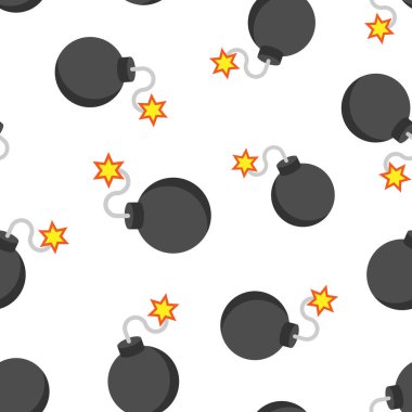 Bomba ikonu düz stil. Beyaz izole edilmiş arka planda dinamit vektör çizimi. C4 kusursuz desenli iş konsepti değil.