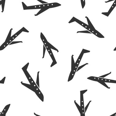 Düzlem simgesi düz stil. Beyaz izole edilmiş arka planda uçak vektör çizimi. Uçuş uçağı kusursuz şablon iş konsepti.