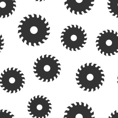 Saw Blade ikonu düz stil. Beyaz izole arkaplanda dairesel makine vektör çizimi. Döner disk pürüzsüz şablon iş konsepti.