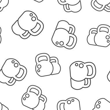 Kettlebell ikonu düz stil. Beyaz izole edilmiş arka planda halter spor ekipmanları vektör çizimi. Dumbbell kusursuz şablon iş konsepti.