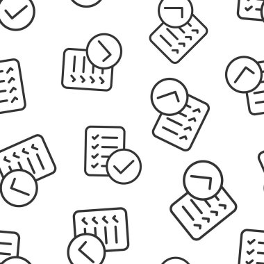 Düz biçimli belge kontrol listesi simgesi. Beyaz izole edilmiş arka planda vektör illüstrasyonunu rapor et. Kağıt levha, kusursuz şablon iş konsepti.