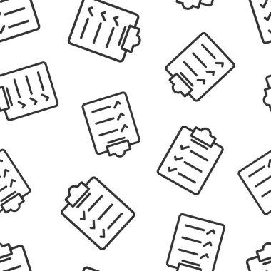 Düz biçimli belge kontrol listesi simgesi. Beyaz izole edilmiş arka planda vektör illüstrasyonunu rapor et. Kağıt levha, kusursuz şablon iş konsepti.