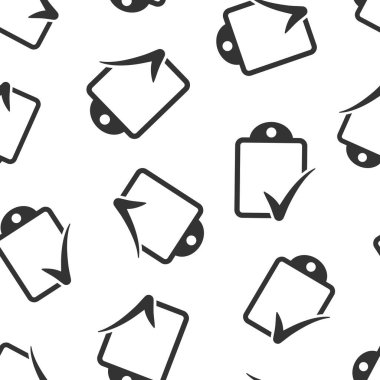 Düz biçimli belge kontrol listesi simgesi. Beyaz izole edilmiş arka planda vektör illüstrasyonunu rapor et. Kağıt levha, kusursuz şablon iş konsepti.