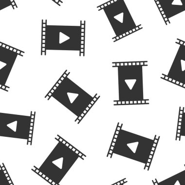 Düz stil bir film ikonu. Beyaz izole edilmiş arka planda film vektörü çizimi. Video pürüzsüz şablon iş konseptini oynat.