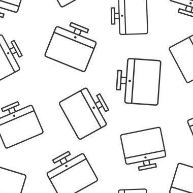 Bilgisayar monitörü simgesi. İzole edilmiş arkaplanda vektör illüstrasyonu. İş konsepti TV monitörü kusursuz desenli pictogram.
