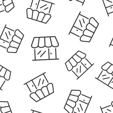 Alışveriş merkezi simgesi düz stil. Beyaz izole edilmiş arkaplanda vektör illüstrasyonunu sakla. Dükkanda kusursuz iş konsepti.