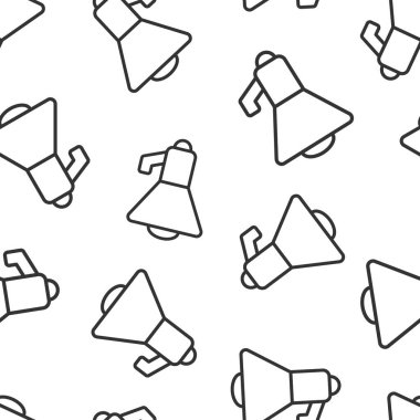 Düz stilde megafon hoparlörü simgesi. Beyaz izole arka planda Bullhorn işaret vektör illüstrasyonu. Çığlık duyurusu kusursuz şablon iş konsepti.