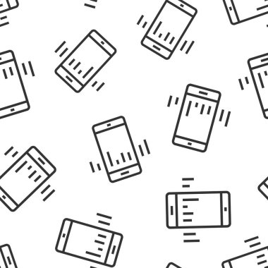 Telefon diyagramı simgesi düz bir şekilde. Beyaz yalıtılmış arka planda akıllı telefon büyüme istatistiksel vektör çizimi. Gadget Analizi Kusursuz Desenli İş Konsepti.