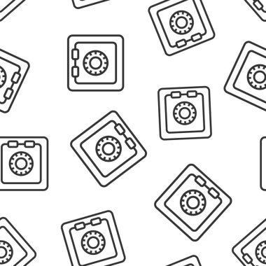 Güvenli para ikonu, düz stil. Beyaz izole arkaplanda Strongbox vektör çizimi. Mali güvenlik kusursuz şablon iş konsepti.