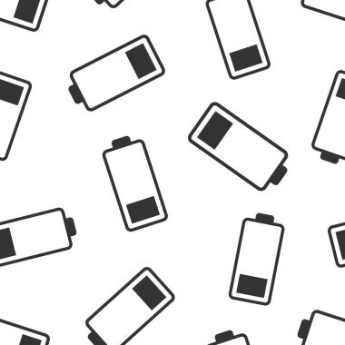 Batarya şarj ikonu düz stil. Beyaz izole arkaplanda güç seviyesi vektör illüstrasyonu. Lityum akümülatörü kusursuz şablon iş konsepti.