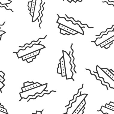 Turizm gemisi simgesi düz stil. Beyaz izole edilmiş arka planda balıkçı teknesi vektör çizimi. Tankerin varış noktası sorunsuz iş konsepti.