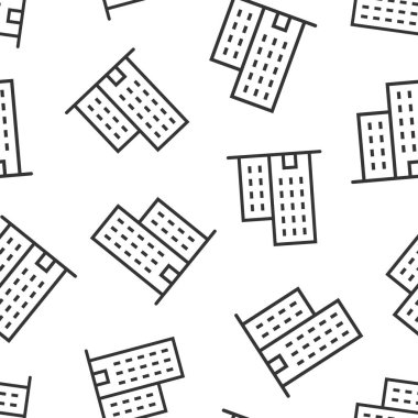 Düz bir ikon oluşturuluyor. Beyaz izole arka planda şehir gökdeleni daire vektör çizimi. Şehir kulesi pürüzsüz iş konsepti.