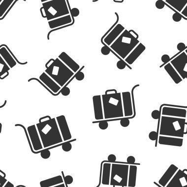 Seyahat çantası ikonu düz stil. Beyaz izole edilmiş arka planda bavul vektör çizimi. Bagajsız şablon iş kavramı.
