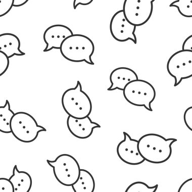 Sohbet simgesini düz konuş. Beyaz izole arkaplanda konuşma baloncukları vektör çizimi. Takım tartışma düğmesi kusursuz şablon iş konsepti.